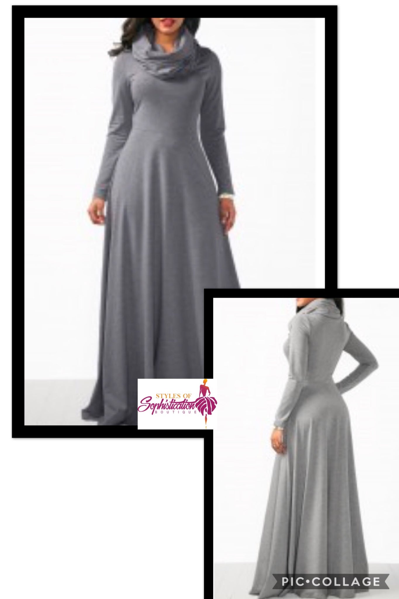 Long Maxi Dress with cowl neck